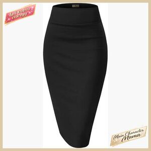 Premium Nylon Ponte Pencil Skirt High Waist Stretch Office Work Wear Chic